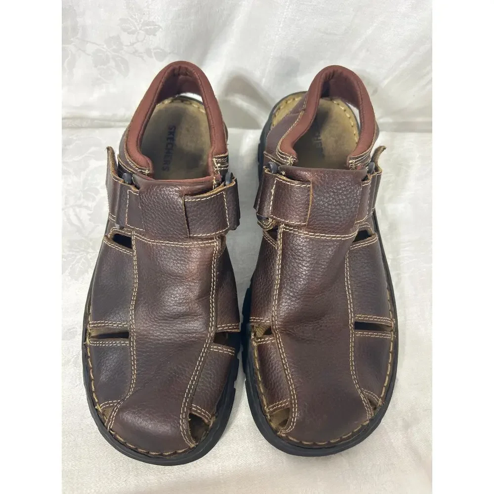 Skechers Leather Fisherman Sandals 9 Brown Strap On Y2K Style Chunky